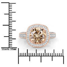 Load image into Gallery viewer, IGI Certified 3.01 Carat Genuine Brown Diamond Center and 0.52cttw White Diamond 18K Rose Gold Ring (3.53cttw)