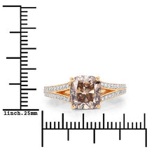 Load image into Gallery viewer, IGI Certified 3.03 Carat Genuine Brown Diamond Center and 0.32cttw White Diamond 18K Yellow Gold Ring (3.35cttw)
