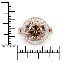 Load image into Gallery viewer, IGI Certified 7.07 Carat Genuine Brown Diamond Center and 0.64cttw White Diamond 18K Yellow Gold Ring (7.71cttw)
