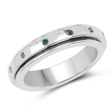 Load image into Gallery viewer, 0.14 Carat Genuine Blue Diamond .925 Sterling Silver Ring