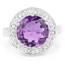 Load image into Gallery viewer, 4.27 Carat Genuine Amethyst and White Topaz .925 Sterling Silver Ring