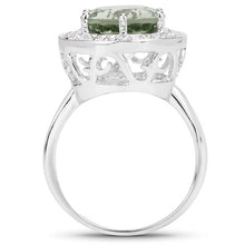 Load image into Gallery viewer, 4.94 Carat Genuine Green Amethyst and White Topaz .925 Sterling Silver Ring
