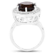 Load image into Gallery viewer, 4.52 Carat Genuine Smoky Quartz and White Topaz .925 Sterling Silver Ring