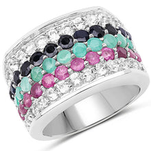 Load image into Gallery viewer, 4.28 Carat Genuine Multi Stone .925 Sterling Silver Ring