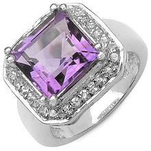 Load image into Gallery viewer, 4.91 Carat Genuine Amethyst & White Topaz .925 Sterling Silver Ring
