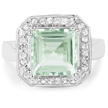 Load image into Gallery viewer, 5.21 Carat Genuine Green Amethyst and White Topaz .925 Sterling Silver Ring