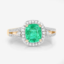 Load image into Gallery viewer, 1.65 Carat Genuine Ethiopian Emerald and White Diamond 14K Yellow Gold Ring