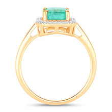 Load image into Gallery viewer, 1.62 Carat Genuine Ethiopian Emerald and White Diamond 14K Yellow Gold Ring