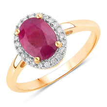 Load image into Gallery viewer, 1.59 Carat Genuine Ruby and White Diamond 10K Yellow Gold Ring