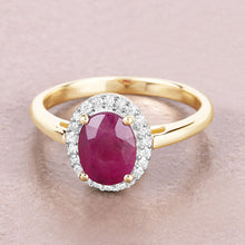 Load image into Gallery viewer, 1.59 Carat Genuine Ruby and White Diamond 10K Yellow Gold Ring