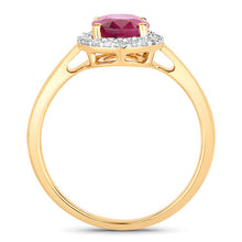 Load image into Gallery viewer, 1.59 Carat Genuine Ruby and White Diamond 10K Yellow Gold Ring