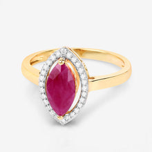 Load image into Gallery viewer, 1.52 Carat Genuine Ruby and White Diamond 10K Yellow Gold Ring
