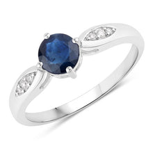 Load image into Gallery viewer, 0.89 Carat Genuine Blue Sapphire and White Diamond 10K White Gold Ring