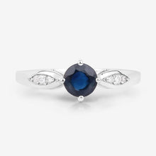Load image into Gallery viewer, 0.89 Carat Genuine Blue Sapphire and White Diamond 10K White Gold Ring