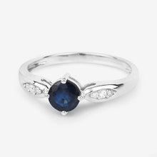 Load image into Gallery viewer, 0.89 Carat Genuine Blue Sapphire and White Diamond 10K White Gold Ring