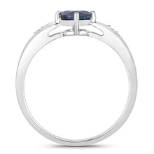 Load image into Gallery viewer, 0.89 Carat Genuine Blue Sapphire and White Diamond 10K White Gold Ring