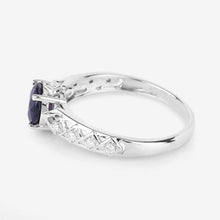 Load image into Gallery viewer, 1.13 Carat Genuine Blue Sapphire and White Diamond 10K White Gold Ring