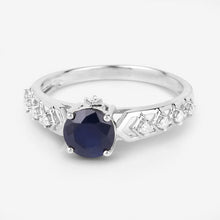 Load image into Gallery viewer, 1.13 Carat Genuine Blue Sapphire and White Diamond 10K White Gold Ring