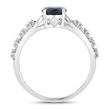 Load image into Gallery viewer, 1.13 Carat Genuine Blue Sapphire and White Diamond 10K White Gold Ring