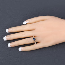 Load image into Gallery viewer, 1.13 Carat Genuine Blue Sapphire and White Diamond 10K Yellow Gold Ring