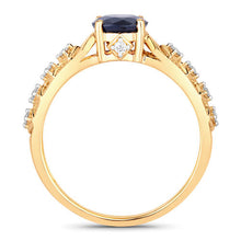 Load image into Gallery viewer, 1.13 Carat Genuine Blue Sapphire and White Diamond 10K Yellow Gold Ring