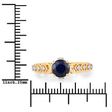 Load image into Gallery viewer, 1.13 Carat Genuine Blue Sapphire and White Diamond 10K Yellow Gold Ring