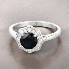 Load image into Gallery viewer, 1.34 Carat Genuine Blue Sapphire and White Diamond 10K White Gold Ring