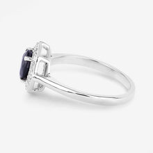 Load image into Gallery viewer, 1.34 Carat Genuine Blue Sapphire and White Diamond 10K White Gold Ring