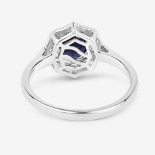 Load image into Gallery viewer, 1.34 Carat Genuine Blue Sapphire and White Diamond 10K White Gold Ring