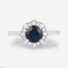 Load image into Gallery viewer, 1.34 Carat Genuine Blue Sapphire and White Diamond 10K White Gold Ring