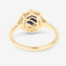 Load image into Gallery viewer, 1.34 Carat Genuine Blue Sapphire and White Diamond 10K Yellow Gold Ring