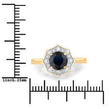 Load image into Gallery viewer, 1.34 Carat Genuine Blue Sapphire and White Diamond 10K Yellow Gold Ring
