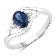 Load image into Gallery viewer, 0.98 Carat Genuine Blue Sapphire and White Diamond 10K White Gold Ring