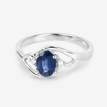 Load image into Gallery viewer, 0.98 Carat Genuine Blue Sapphire and White Diamond 10K White Gold Ring