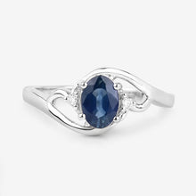 Load image into Gallery viewer, 0.98 Carat Genuine Blue Sapphire and White Diamond 10K White Gold Ring