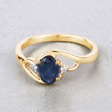 Load image into Gallery viewer, 0.98 Carat Genuine Blue Sapphire and White Diamond 10K Yellow Gold Ring