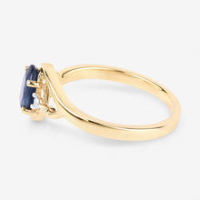 Load image into Gallery viewer, 0.98 Carat Genuine Blue Sapphire and White Diamond 10K Yellow Gold Ring