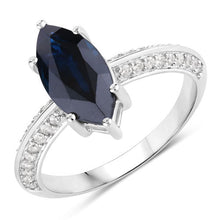 Load image into Gallery viewer, 2.39 Carat Genuine Blue Sapphire and White Diamond 10K White Gold Ring