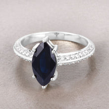 Load image into Gallery viewer, 2.39 Carat Genuine Blue Sapphire and White Diamond 10K White Gold Ring