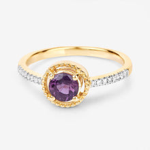 Load image into Gallery viewer, 0.92 Carat Genuine Ruby and White Diamond 14K Yellow Gold Ring