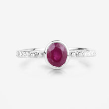 Load image into Gallery viewer, 1.00 Carat Genuine Ruby and White Diamond 14K White Gold Ring