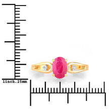 Load image into Gallery viewer, 0.95 Carat Genuine Ruby and White Diamond 14K Yellow Gold Ring