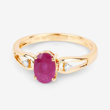 Load image into Gallery viewer, 0.95 Carat Genuine Ruby and White Diamond 14K Yellow Gold Ring