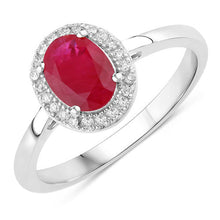 Load image into Gallery viewer, 1.06 Carat Genuine Ruby and White Diamond 14K White Gold Ring