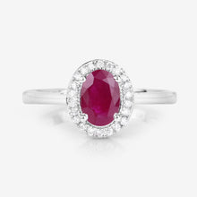 Load image into Gallery viewer, 1.06 Carat Genuine Ruby and White Diamond 14K White Gold Ring