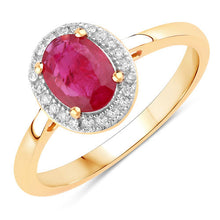 Load image into Gallery viewer, 1.06 Carat Genuine Ruby and White Diamond 14K Yellow Gold Ring