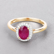Load image into Gallery viewer, 1.06 Carat Genuine Ruby and White Diamond 14K Yellow Gold Ring