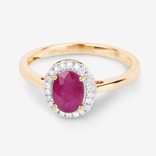 Load image into Gallery viewer, 1.06 Carat Genuine Ruby and White Diamond 14K Yellow Gold Ring
