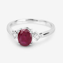 Load image into Gallery viewer, 1.22 Carat Genuine Ruby and White Diamond 14K White Gold Ring