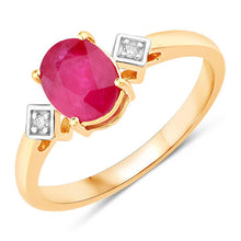 Load image into Gallery viewer, 1.22 Carat Genuine Ruby and White Diamond 14K Yellow Gold Ring